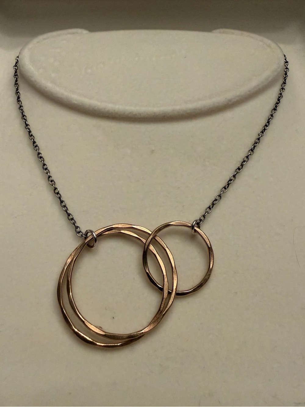 Interlocking Mixed Metal Circle Pendant Necklace